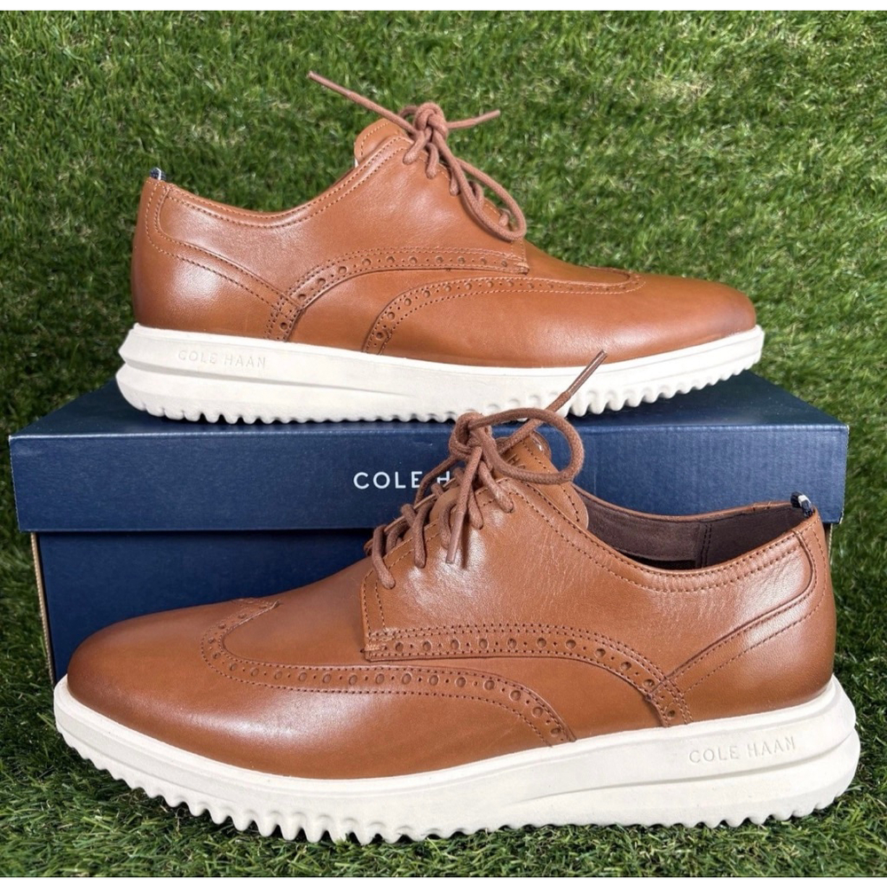 Cole Haan Grand Wingtip Leather Oxford Sneaker Shoes C36939 Men's 9.5 New - Picture 2 of 5